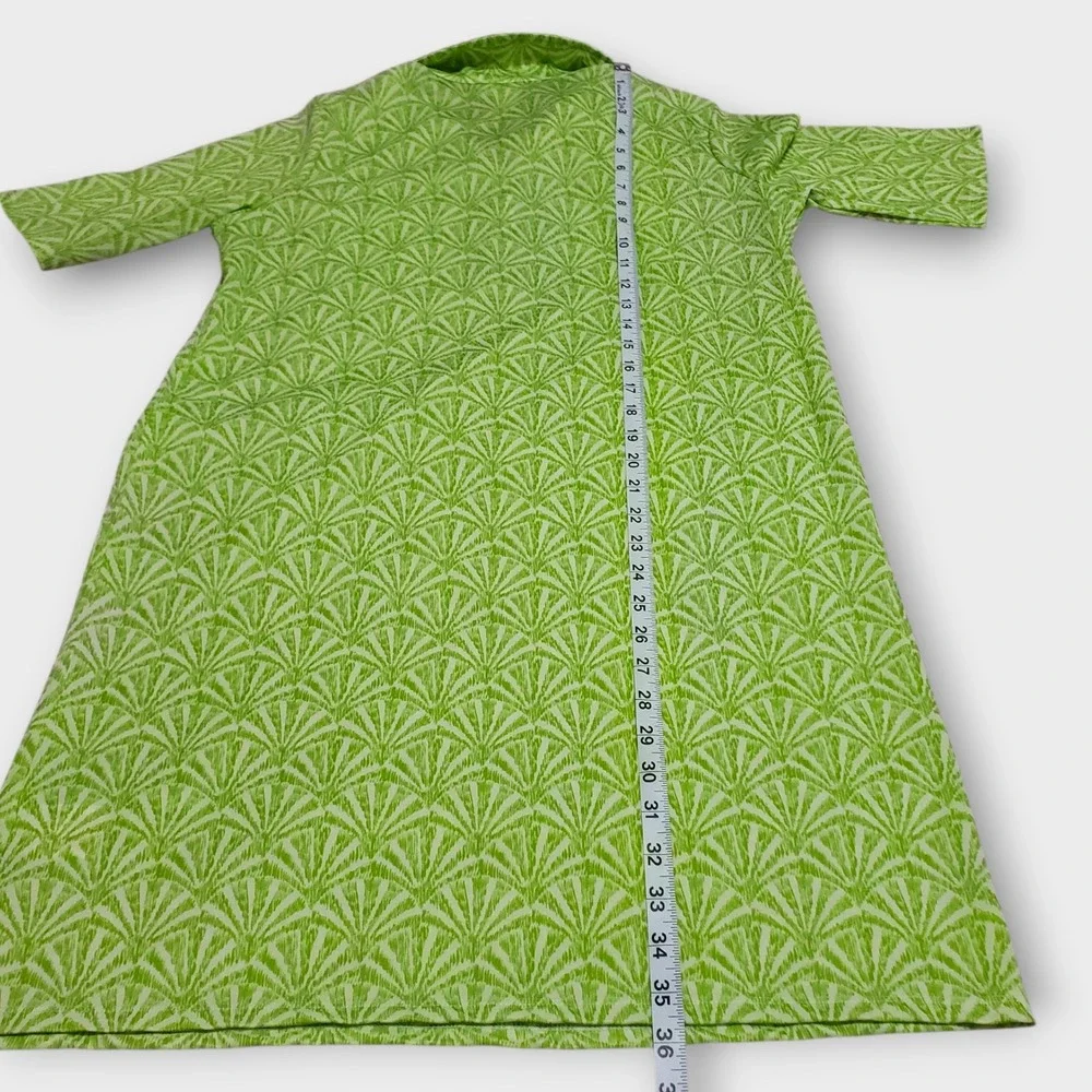 Stella Parker Collection Green Palm Geometric Print Preppy Shift Dress Medium
